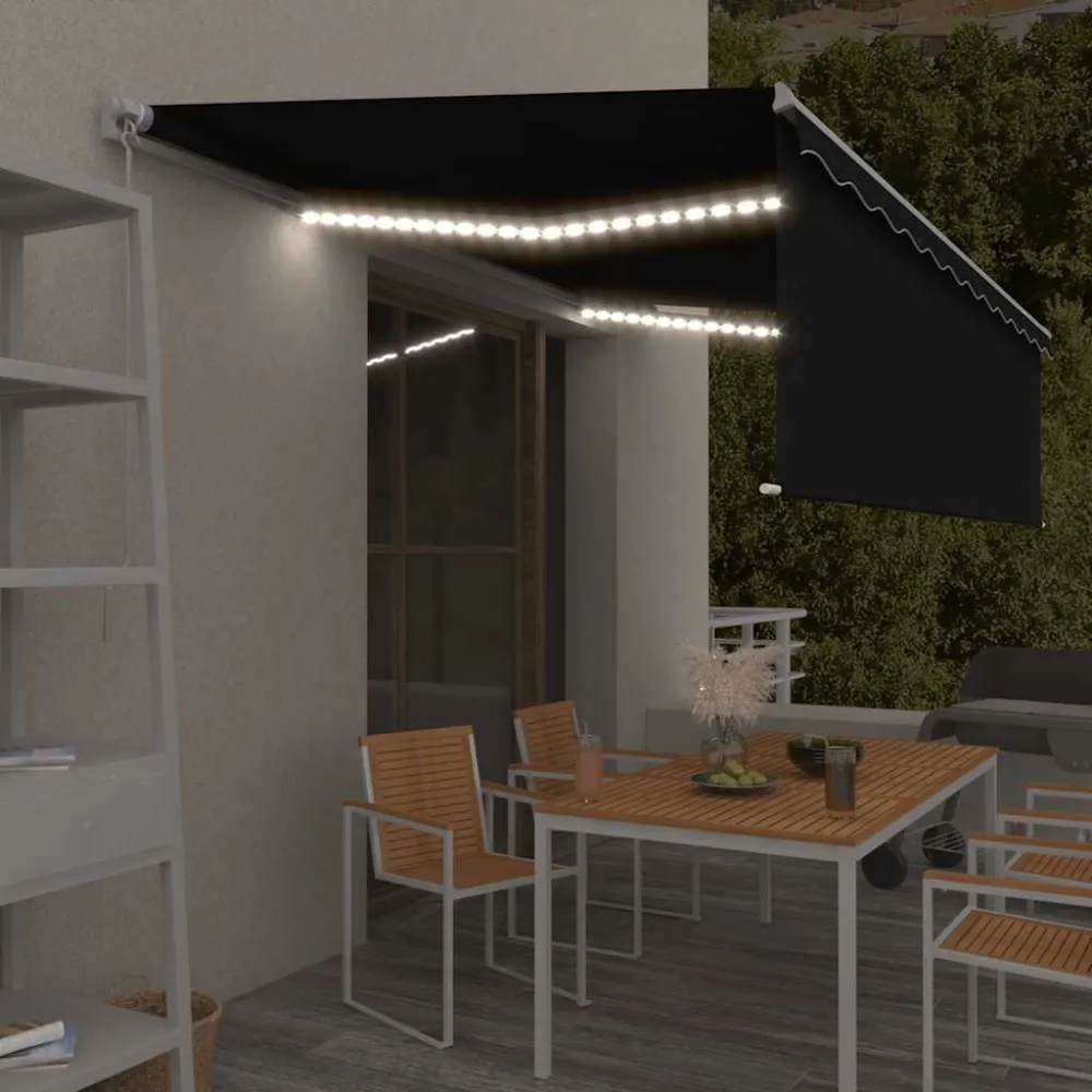 vidaXL antracitszürke kézzel kihúzható napellenző redőnnyel 5 x 3m