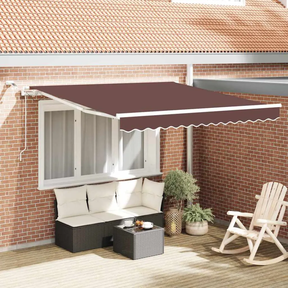 vidaXL barna automata kihúzható LED-es napellenző 300 x 250 cm