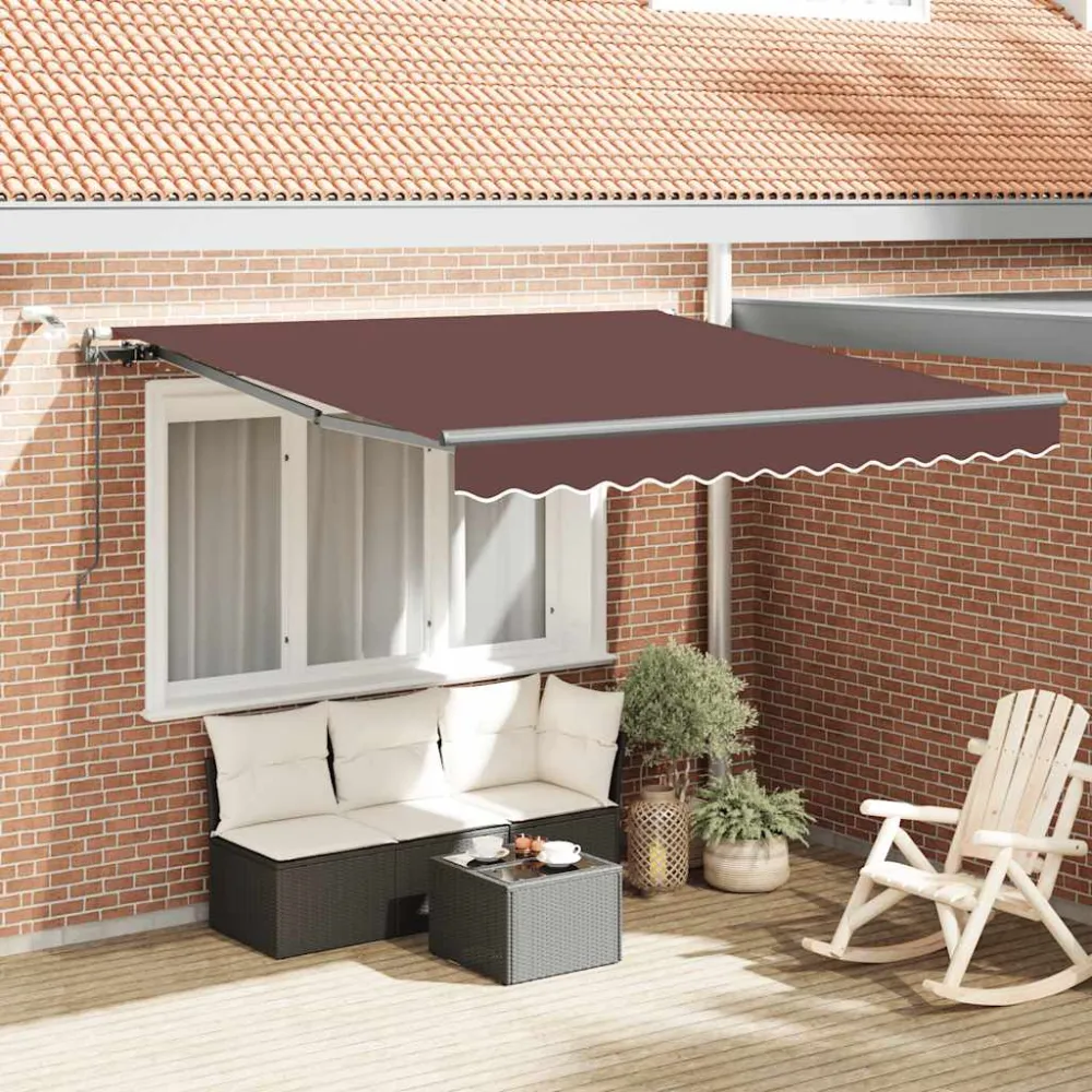 vidaXL barna automata kihúzható LED-es napellenző 300 x 250 cm