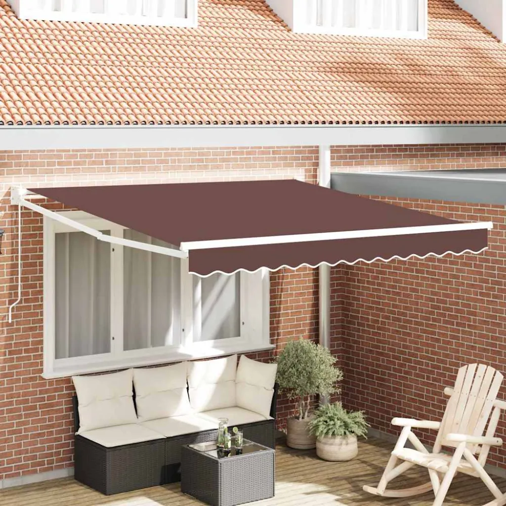 vidaXL barna kézzel kihúzható napellenző 300 x 250 cm