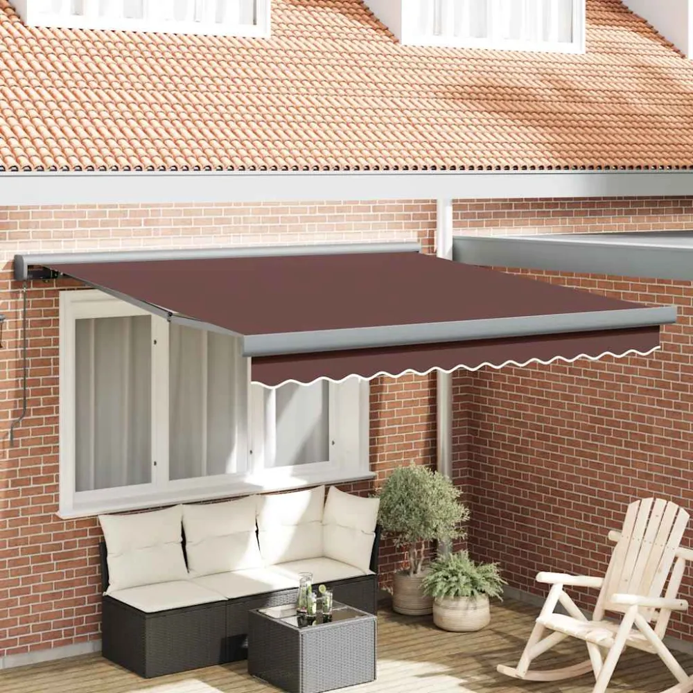 vidaXL barna kézzel kihúzható napellenző 300 x 250 cm
