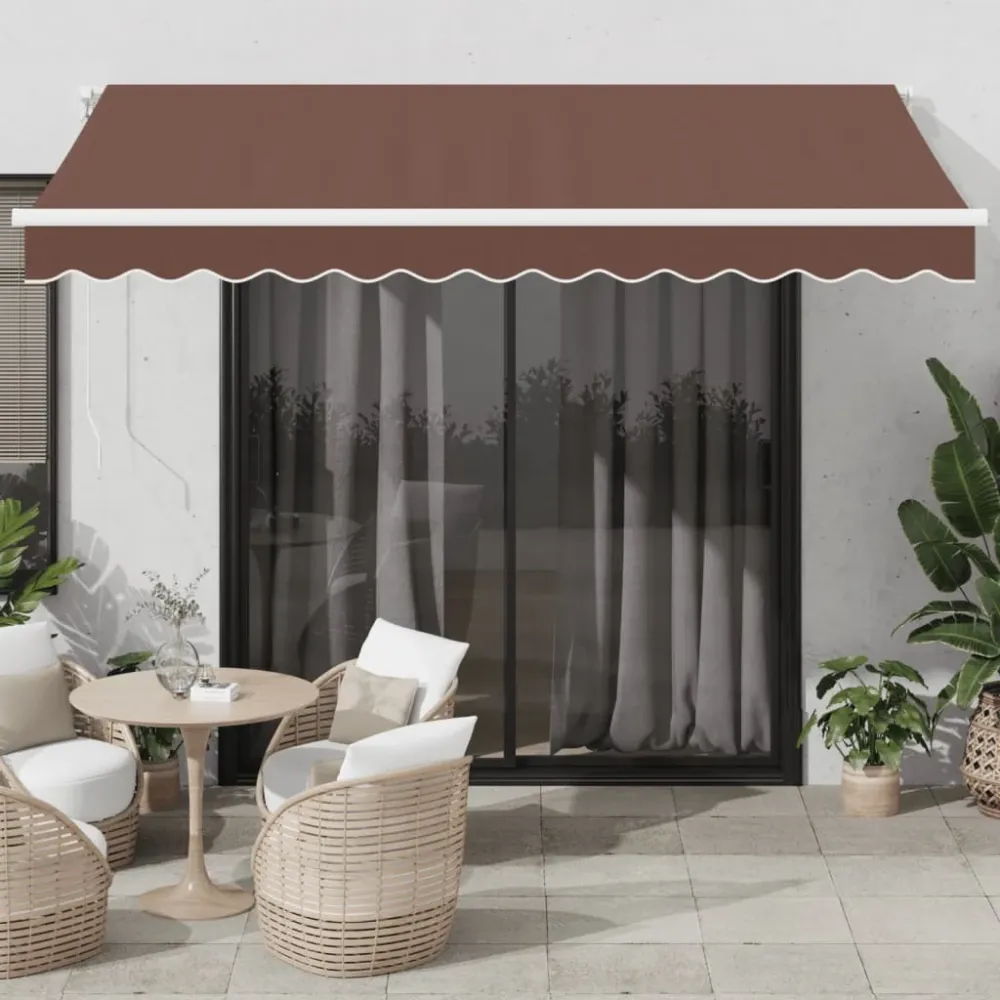 vidaXL barna kézzel kihúzható napellenző 350 x 250 cm