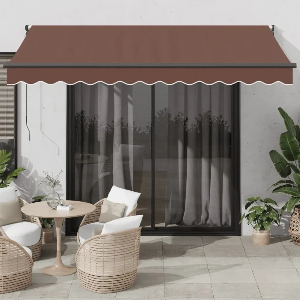 vidaXL barna kézzel kihúzható napellenző 350 x 250 cm