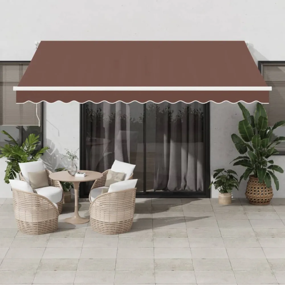 vidaXL barna kézzel kihúzható napellenző 400 x 350 cm