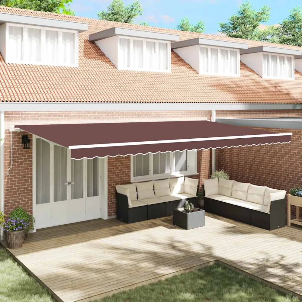 vidaXL barna kézzel kihúzható napellenző 600 x 300 cm