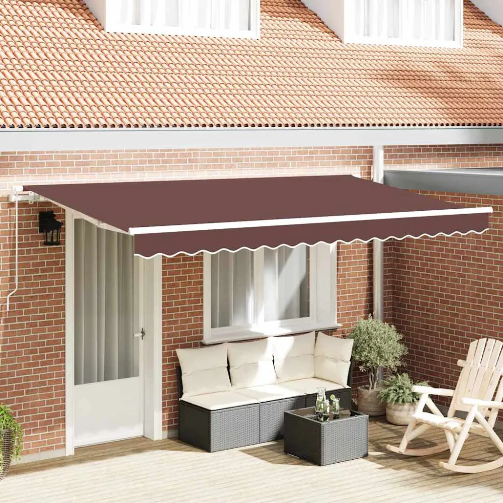vidaXL Behúzható napellenző Barna 400 x 200 cm szövet