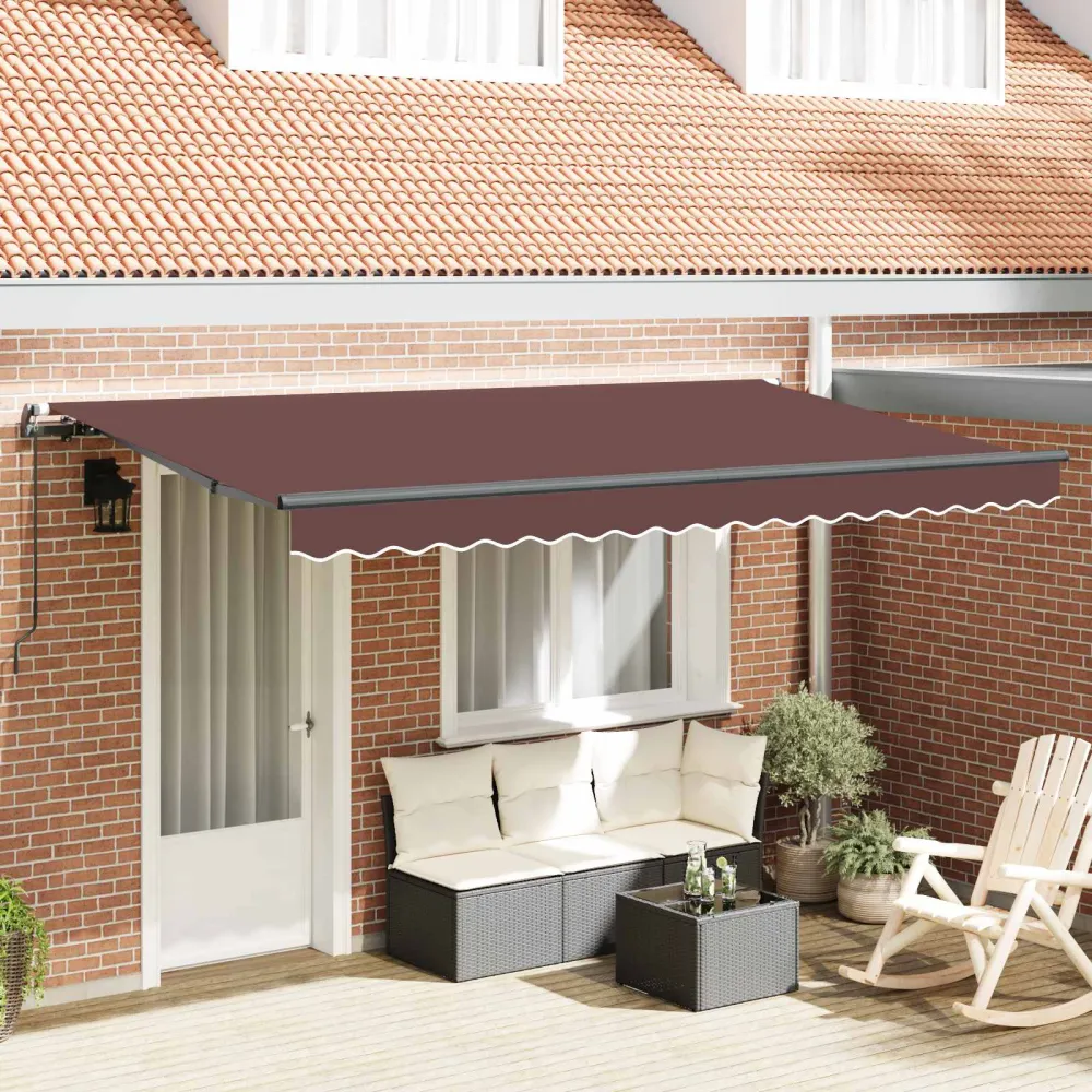 vidaXL Behúzható napellenző Barna 400 x 200 cm szövet