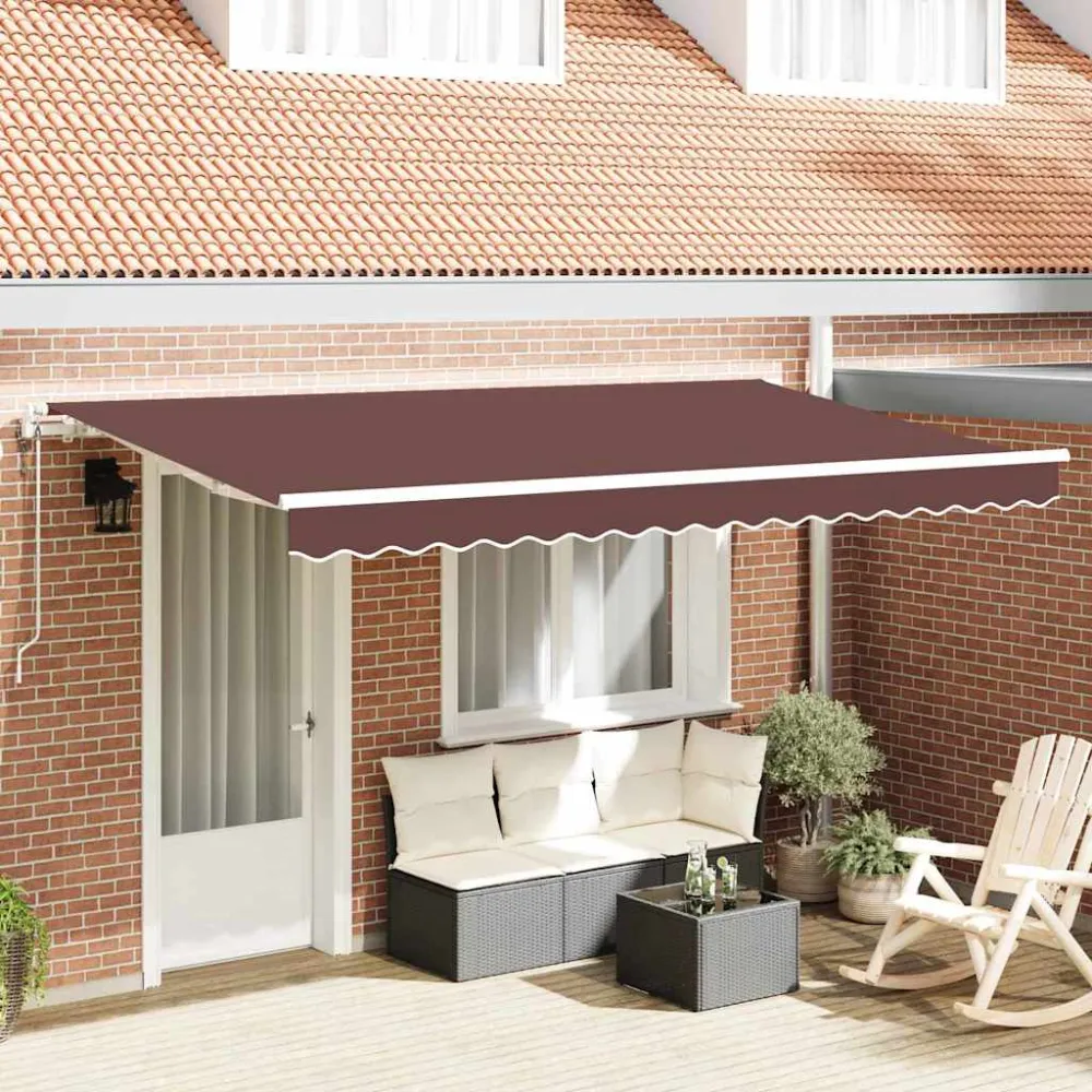 vidaXL Behúzható napellenző Barna 400 x 200 cm szövet