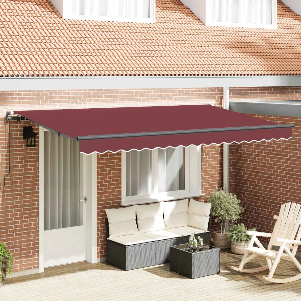 vidaXL Behúzható napellenző Burgundi 350 x 200 cm szövet
