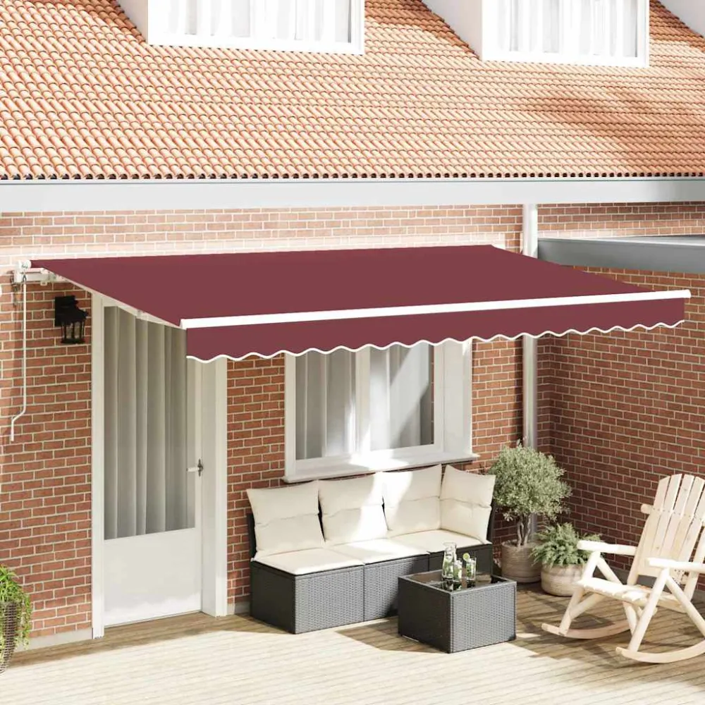 vidaXL Behúzható napellenző Burgundi 350 x 200 cm szövet