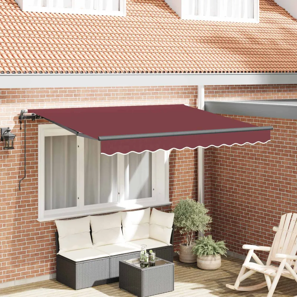 vidaXL Behúzható napellenző Burgundi 350 x 200 x 165 cm szövet