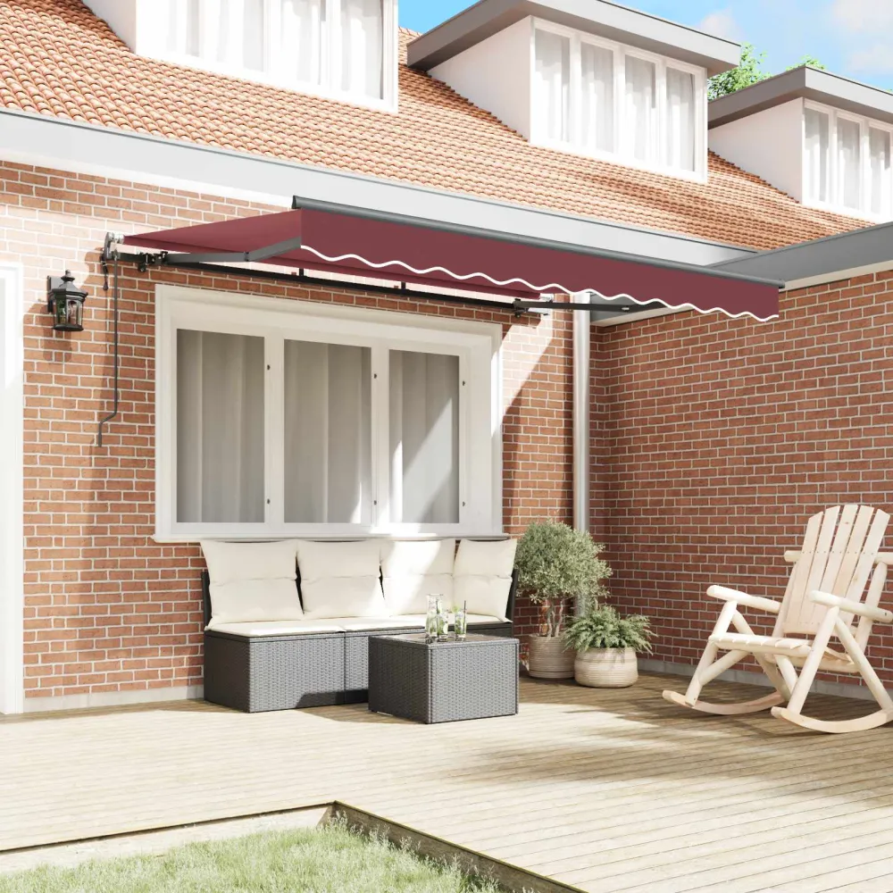 vidaXL Behúzható napellenző Burgundi 350 x 200 x 165 cm szövet