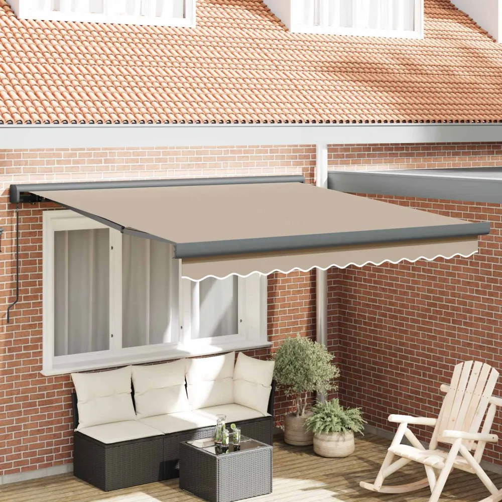 vidaXL Behúzható napellenző Bézs 300 x 250 cm Szövet és Fém