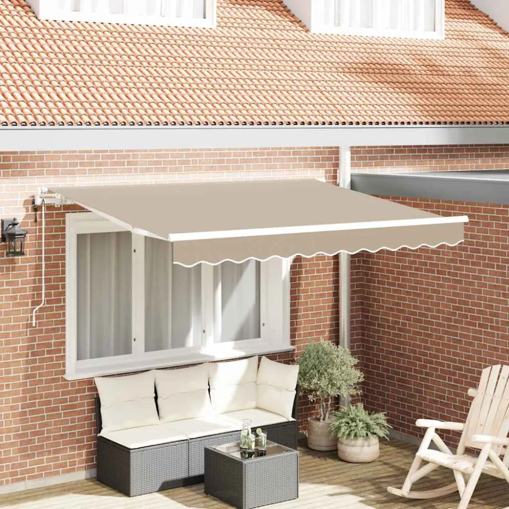 vidaXL Behúzható napellenző Bézs 350 x 200 cm szövet