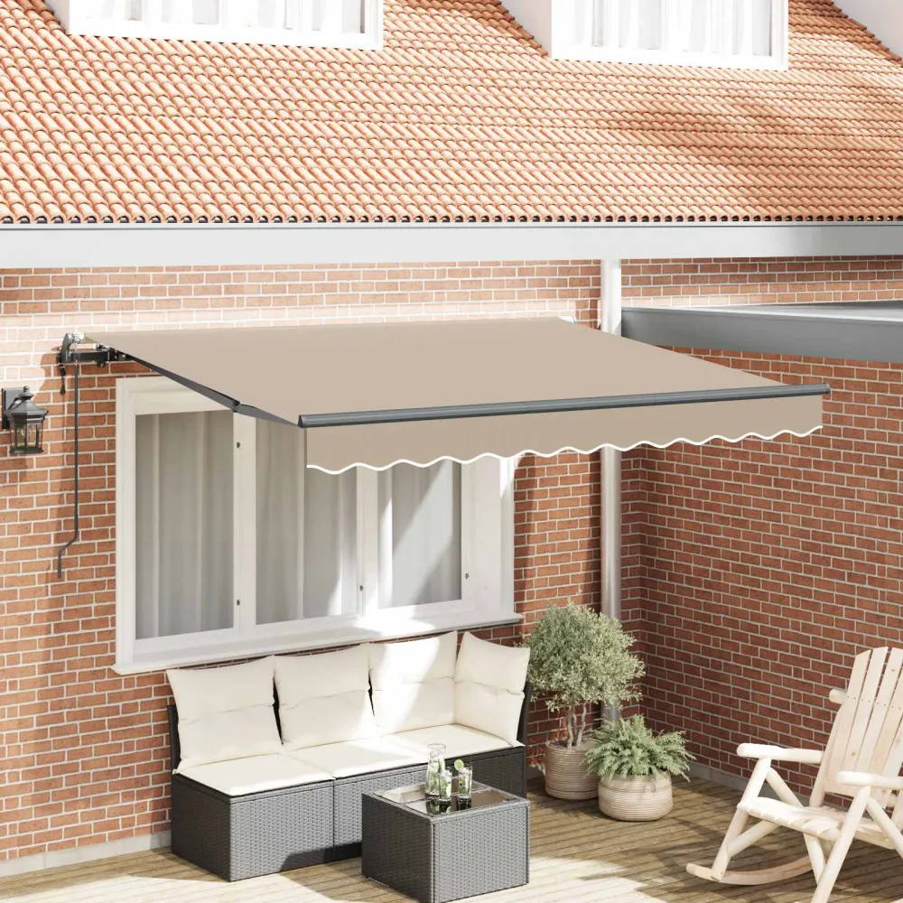 vidaXL Behúzható napellenző Bézs 350 x 200 cm szövet