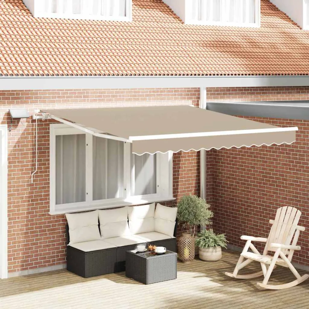 vidaXL Behúzható napellenző Bézs 350 x 250 cm Szövet és Acél
