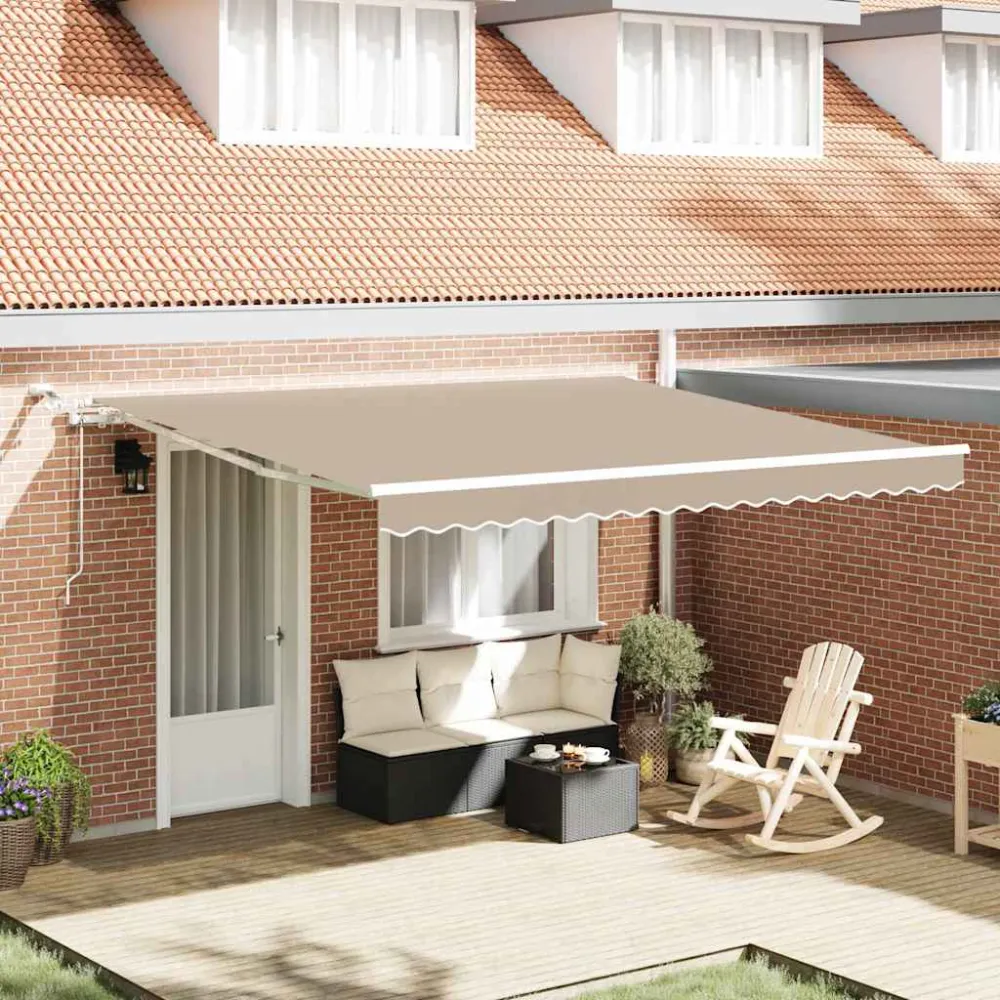 vidaXL Behúzható napellenző Bézs 400 × 300 cm Poliészter és fém