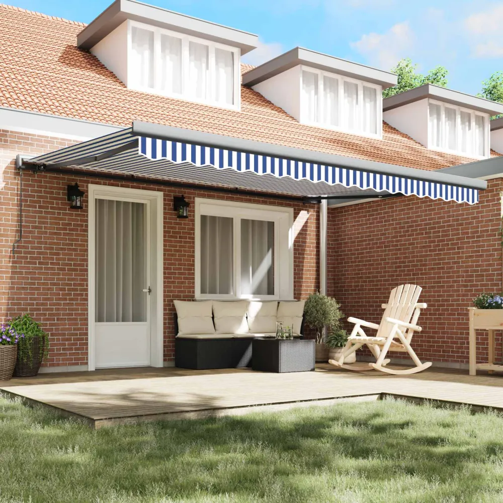 vidaXL Behúzható napellenző Kék és Fehér 400 × 300 cm