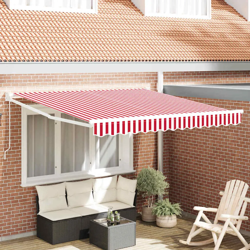 vidaXL Behúzható napellenző Piros és Fehér 300 x 250 cm