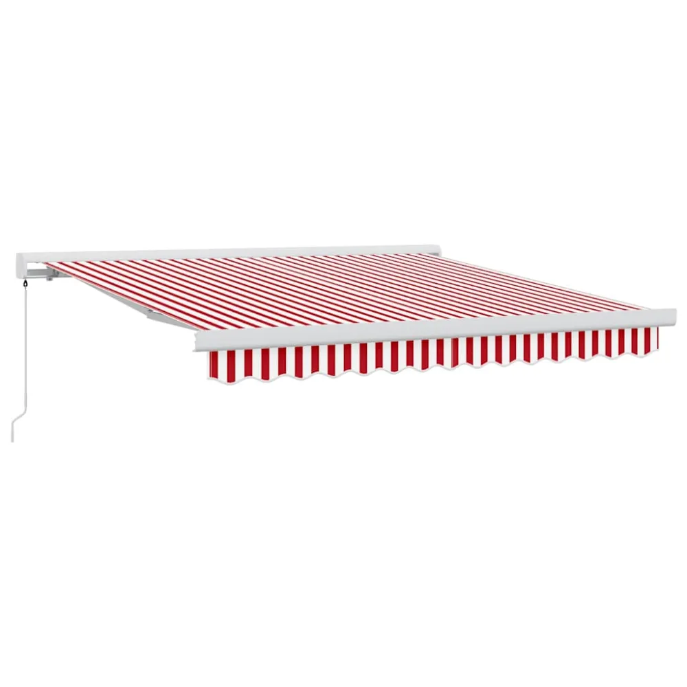 vidaXL Behúzható napellenző Piros és Fehér 300 x 250 cm Szövet és Fém