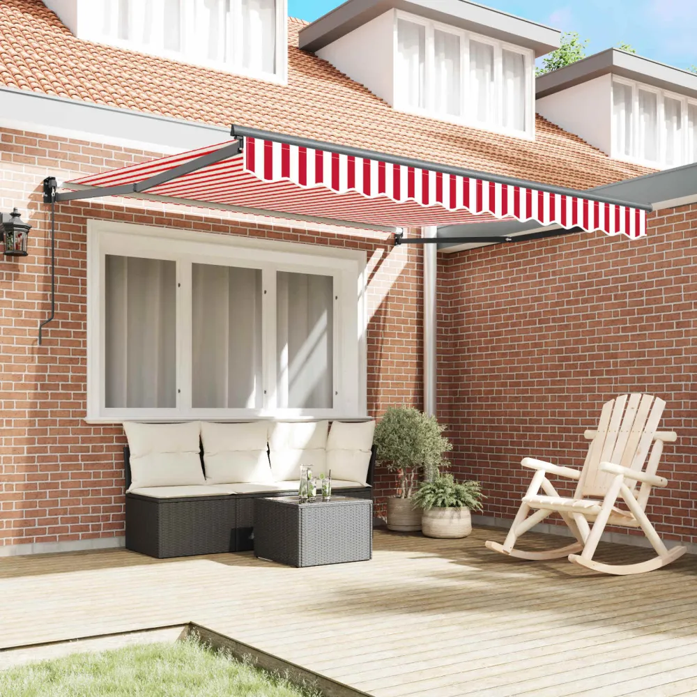 vidaXL Behúzható napellenző Piros és Fehér 300 x 250 cm