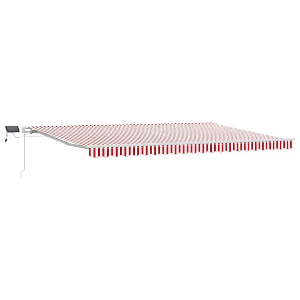 vidaXL Behúzható napellenző Piros és Fehér 500 × 350 cm Szövet és Acél