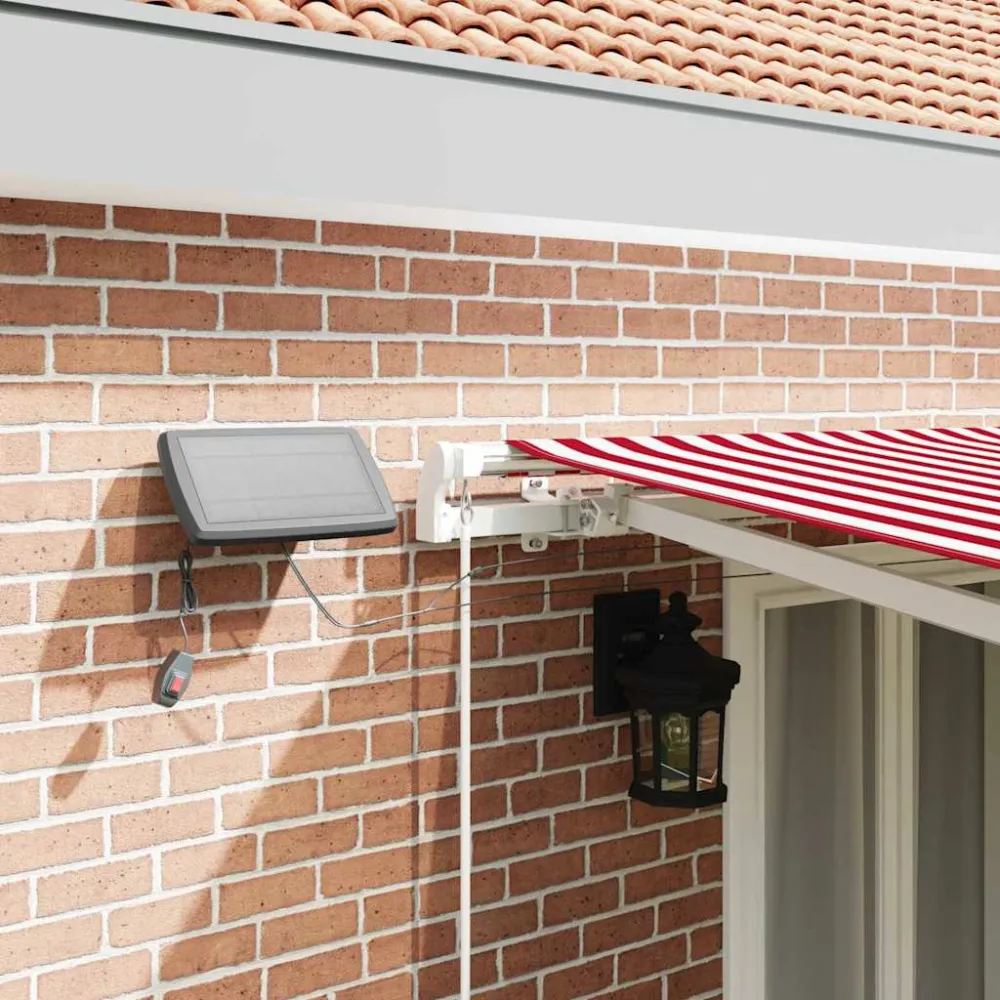 vidaXL Behúzható napellenző Piros és Fehér 500 × 350 cm Szövet és Acél
