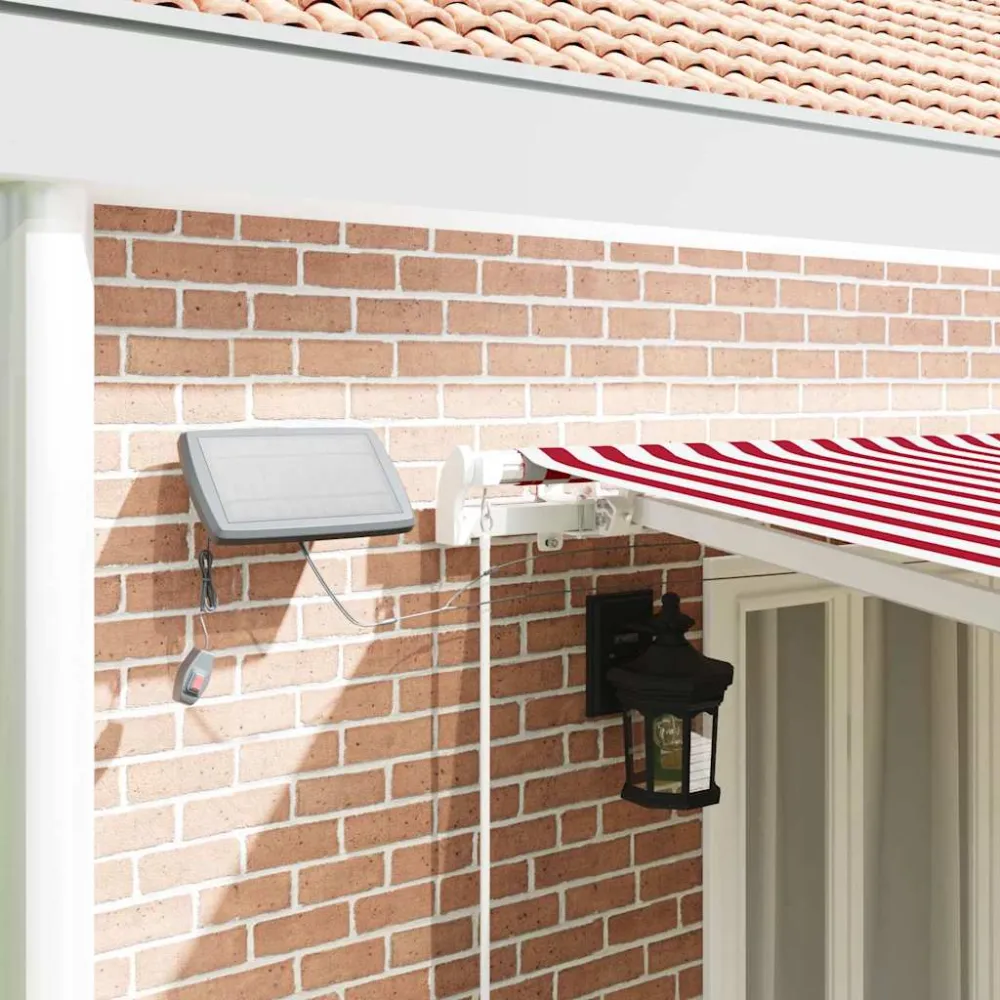 vidaXL Behúzható napellenző Piros és Fehér 600 × 300 cm Szövet és Acél