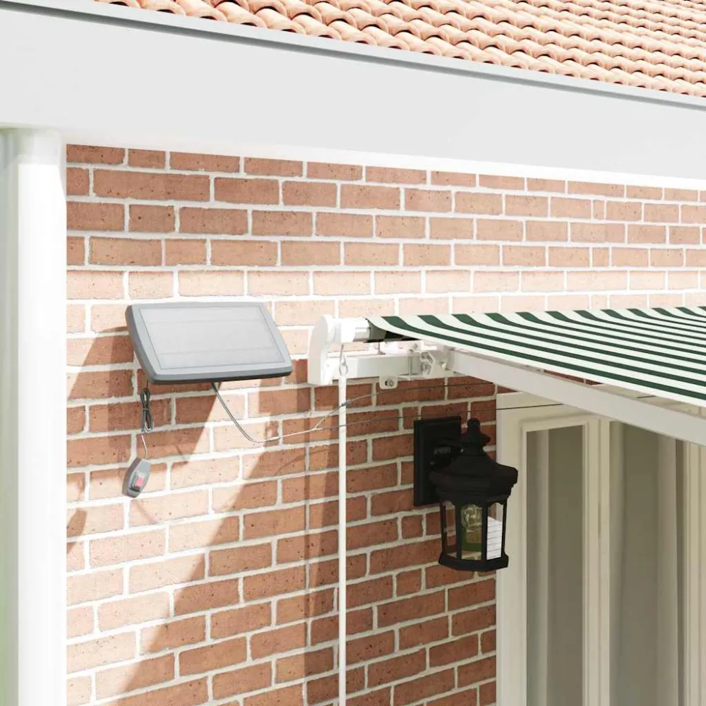vidaXL Behúzható napellenző Zöld és Fehér 600 × 300 cm Szövet és Acél