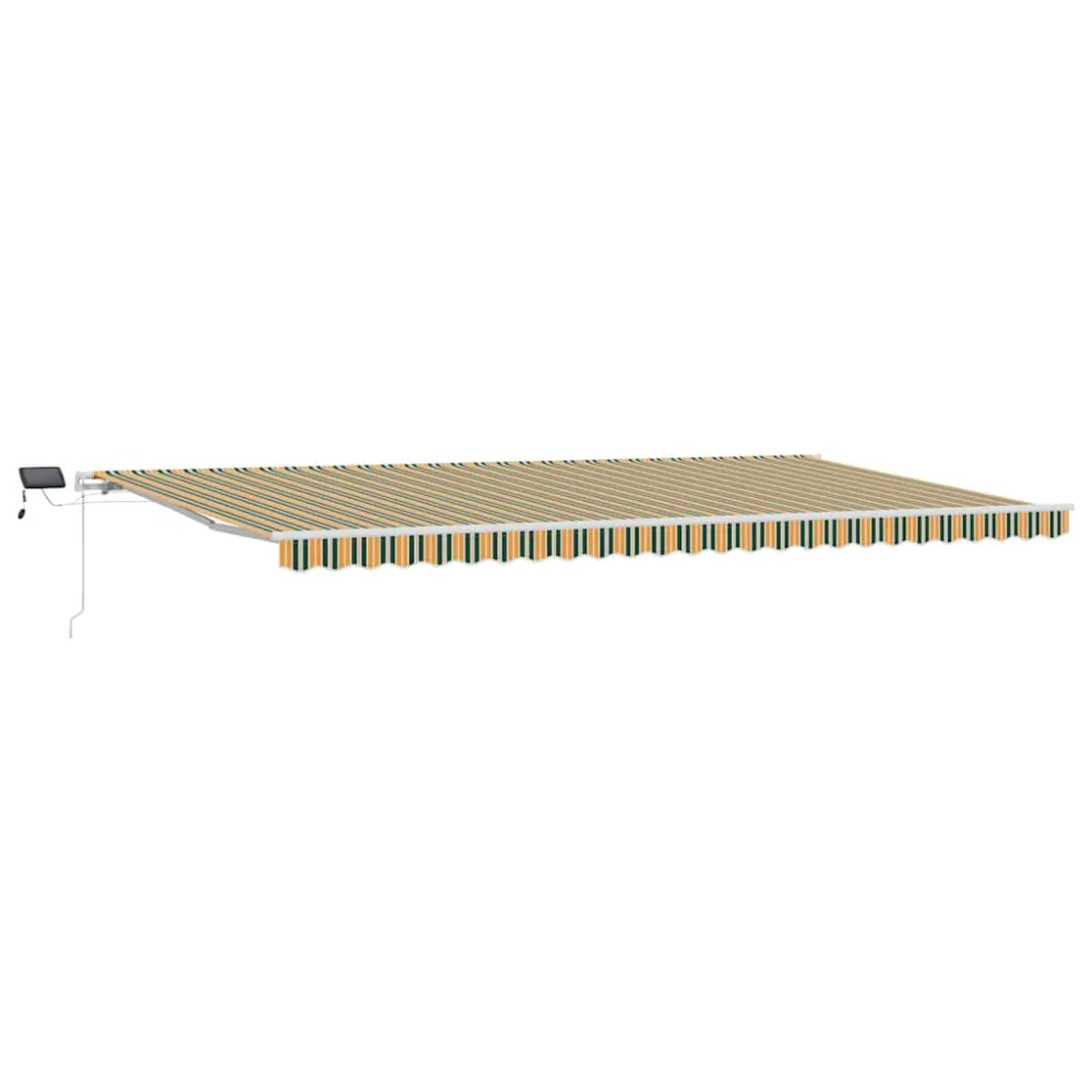 vidaXL Behúzható napellenző Zöld és sárga 600 × 300 cm Szövet és Acél