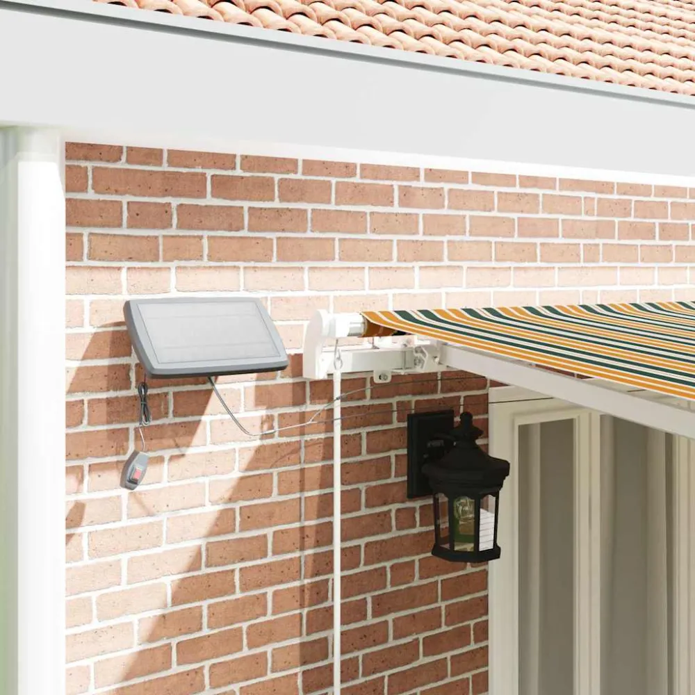 vidaXL Behúzható napellenző Zöld és sárga 600 × 300 cm Szövet és Acél