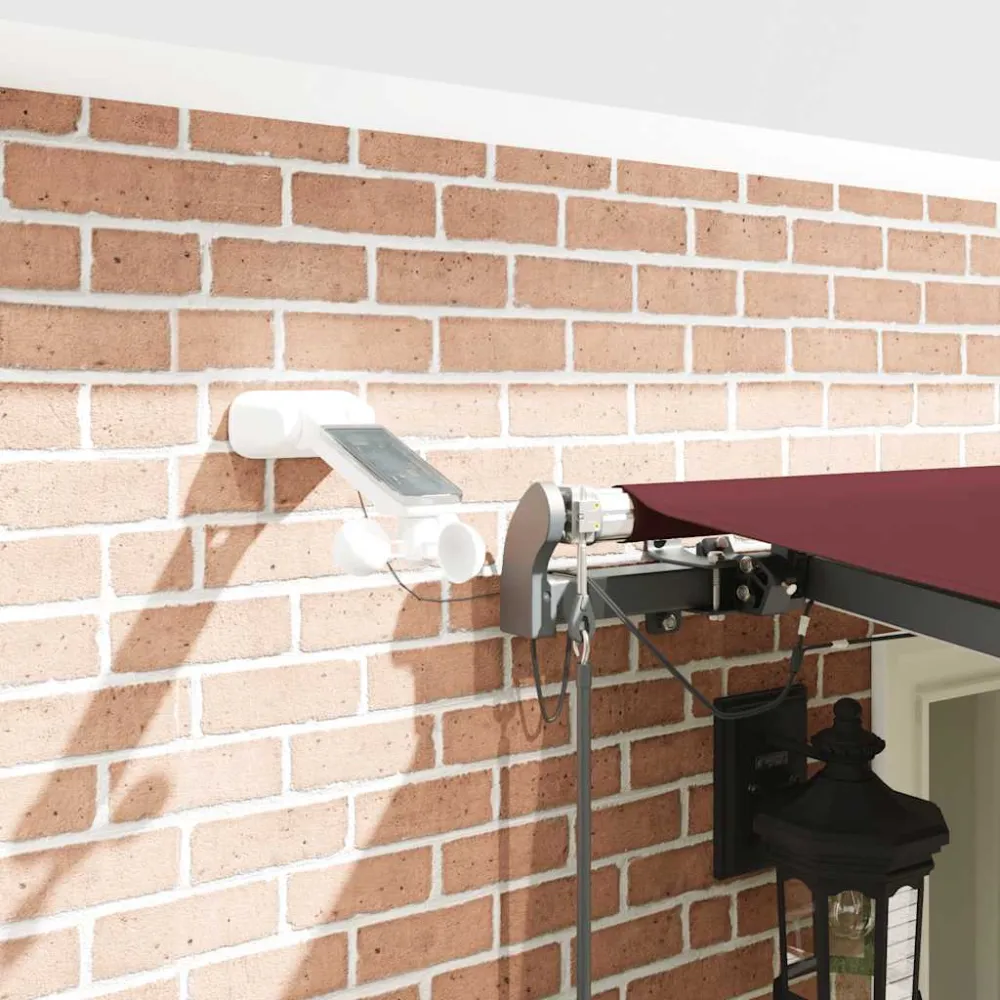 vidaXL burgundi vörös automata kihúzható LED-es napellenző 600x300 cm