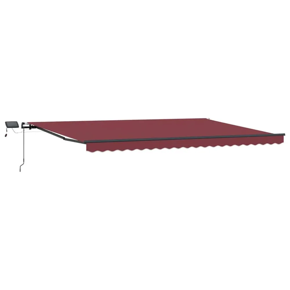 vidaXL burgundi vörös kézzel kihúzható LED-es napellenző 500 x 300 cm