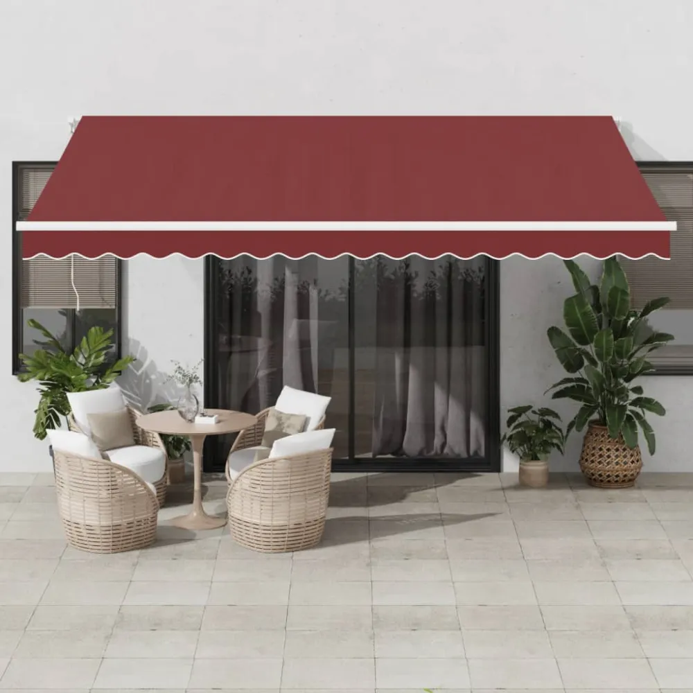 vidaXL burgundi vörös kézzel kihúzható napellenző 450 x 350 cm
