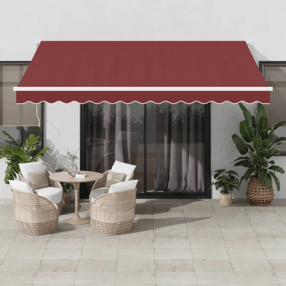 vidaXL burgundi vörös kézzel kihúzható napellenző 400 x 350 cm