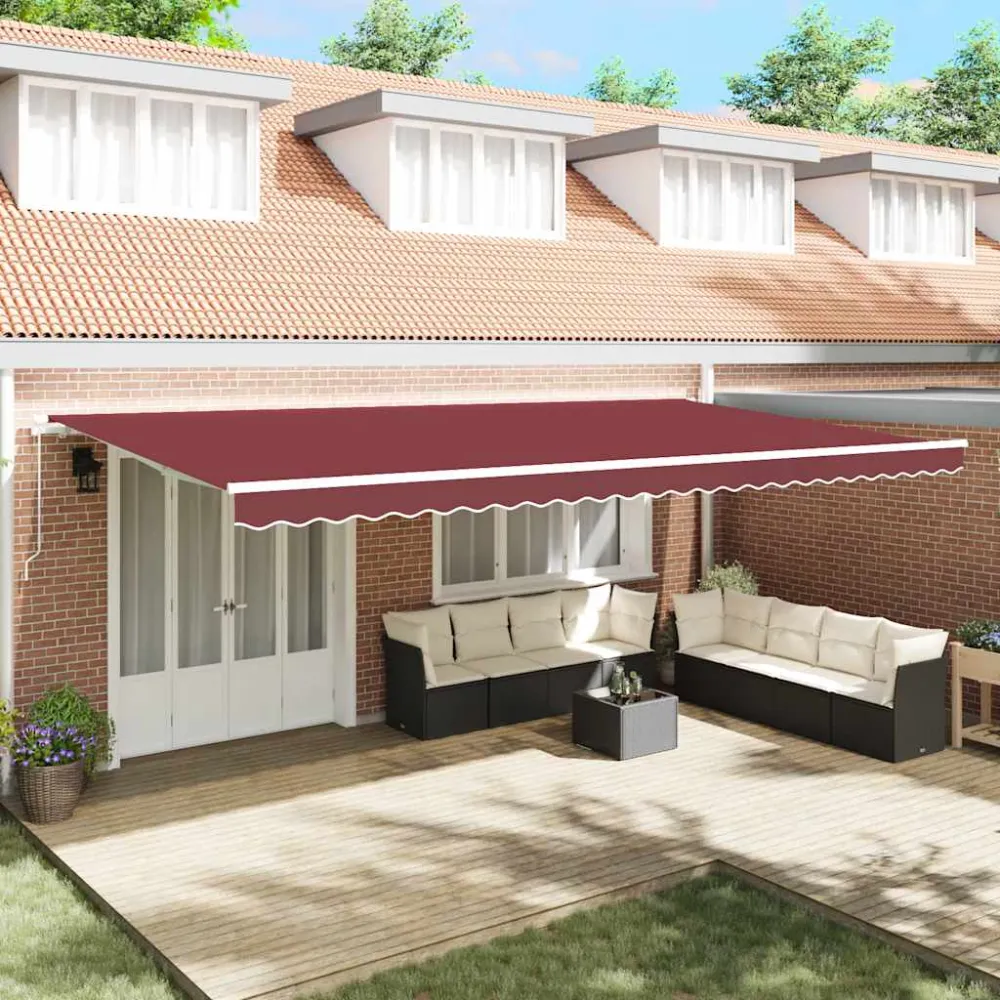 vidaXL burgundi vörös kézzel kihúzható napellenző 600 x 300 cm