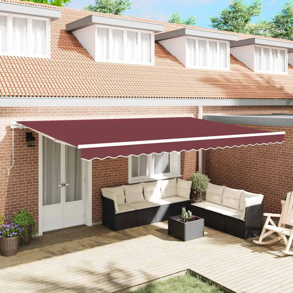 vidaXL burgundi vörös kézzel kihúzható napellenző 500 x 300 cm