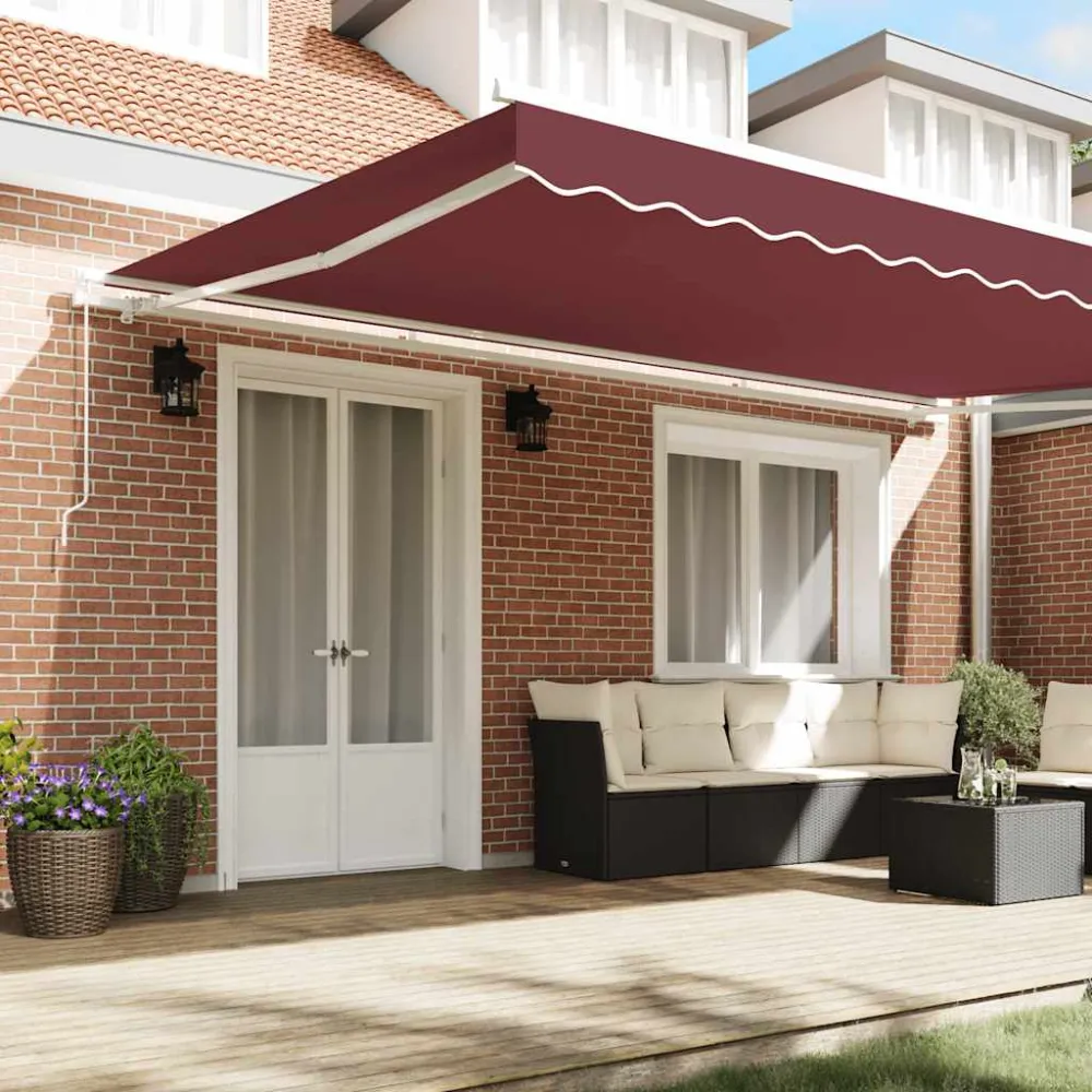 vidaXL burgundi vörös kézzel kihúzható napellenző 500 x 300 cm