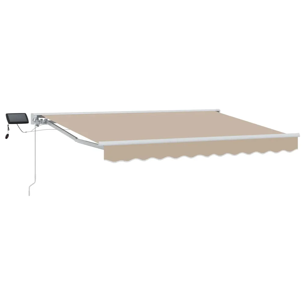 vidaXL Kézi napellenző keret LED világítással Beige és Fehér 3 x 2,5 m