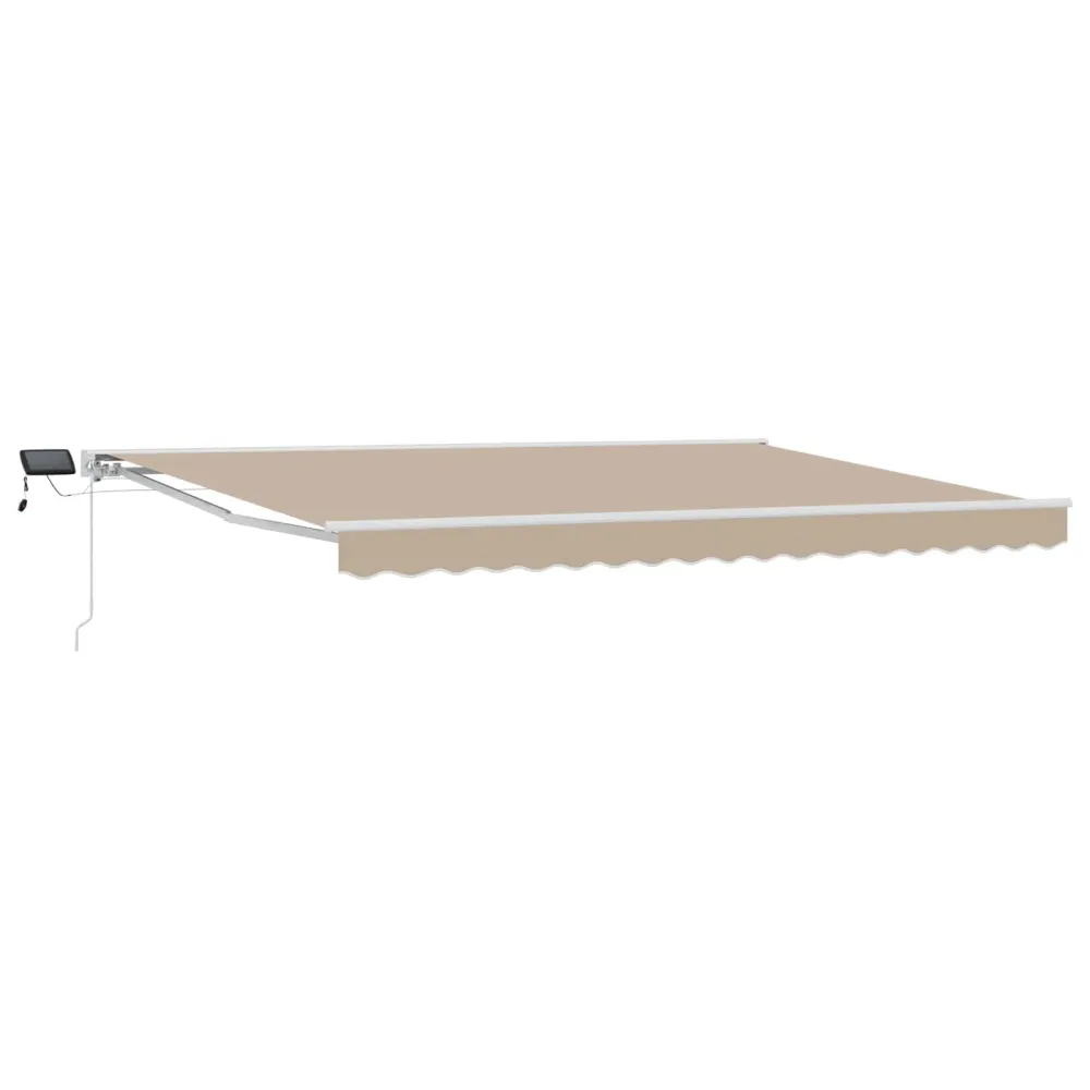 vidaXL Kézi napellenző keret LED világítással Beige és Fehér 4 × 3 m