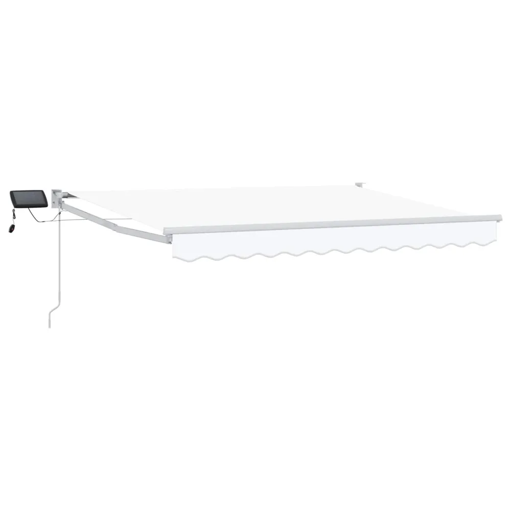 vidaXL LED-es, kézi kihúzható napernyő Fehér 3,5 x 2,5 m
