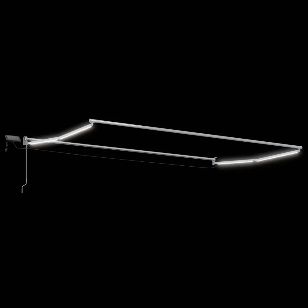 vidaXL LED-es, kézi kihúzható napernyő Krém és fehér 4 × 3 m