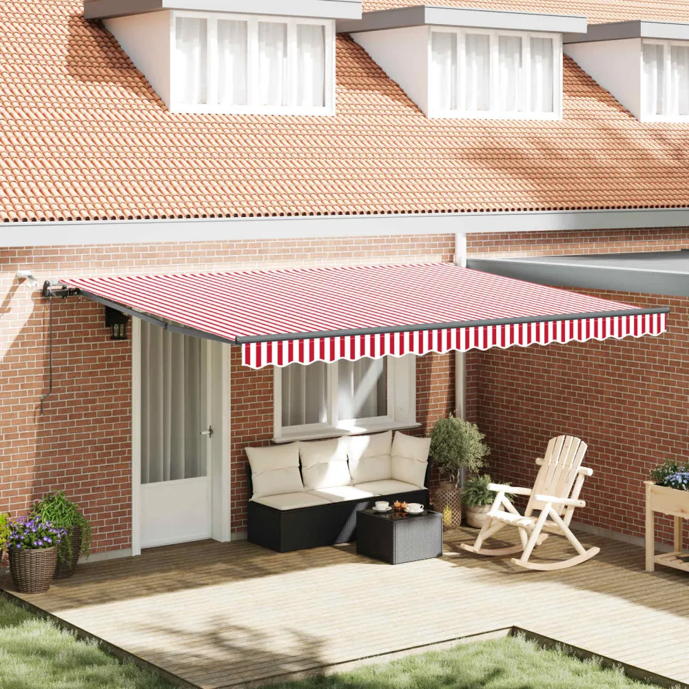 vidaXL Napernyő Anyag tartalmaz Piros és Fehér 450 × 350 cm Poliészter