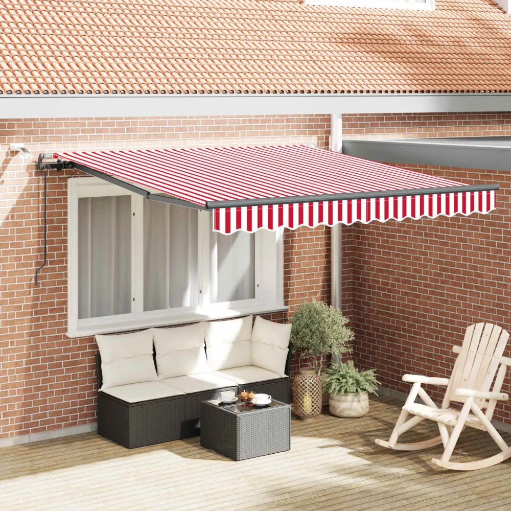 vidaXL Napernyő Anyag tartalmaz Piros és Fehér 300 x 250 cm Poliészter