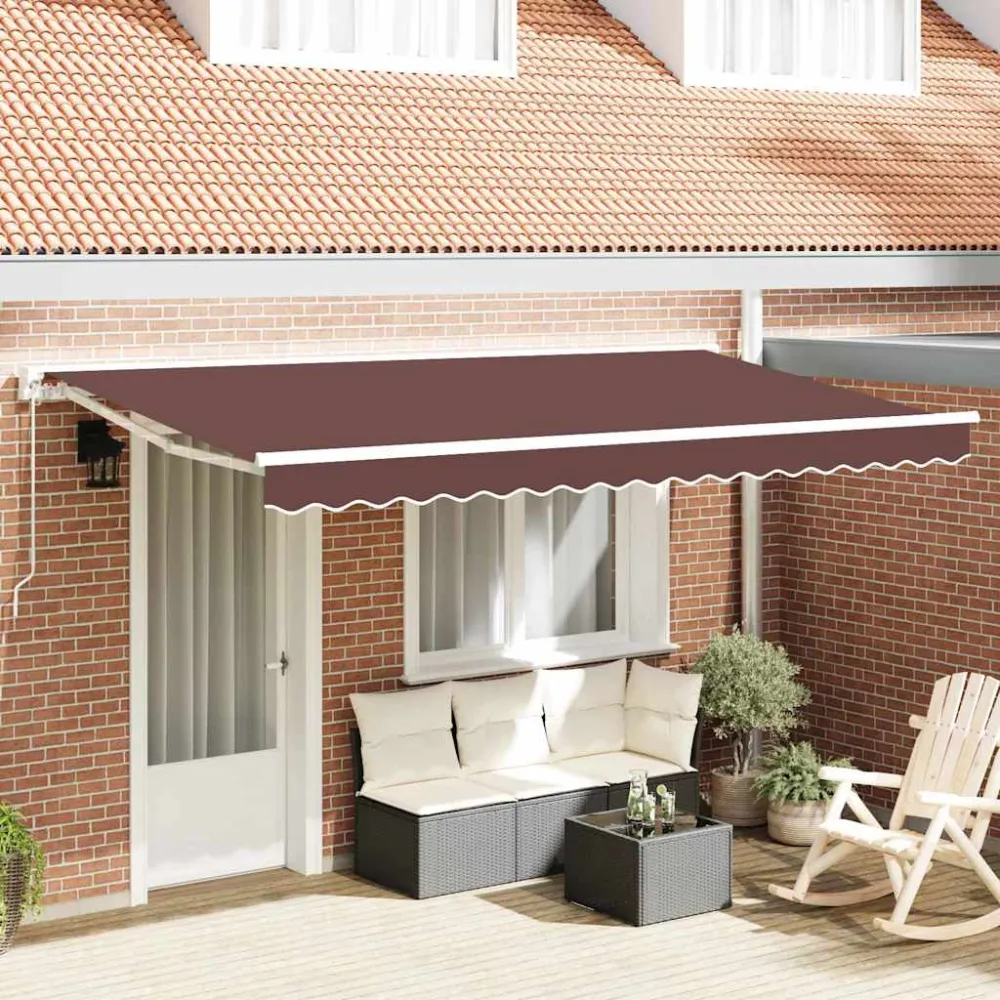 vidaXL Napernyő keret Barna 400 x 200 cm Poliészter PU bevonattal
