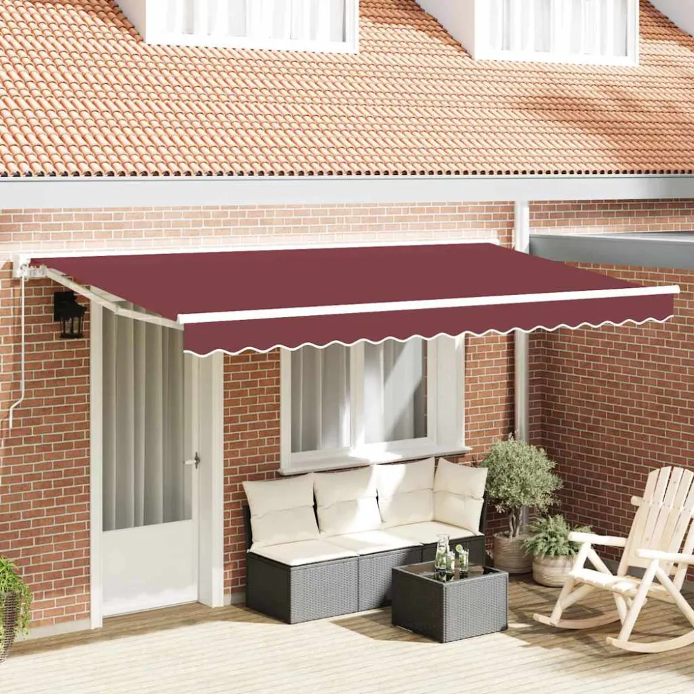 vidaXL Napernyő keret Burgundi 350 x 200 cm Poliészter PU bevonattal