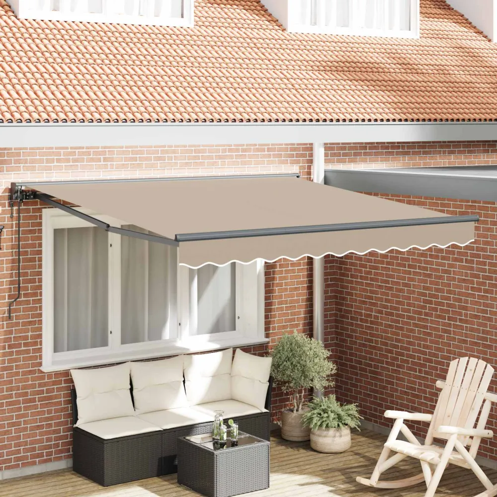 vidaXL Napernyő keret Bézs 300 x 250 cm Poliészter PU bevonattal