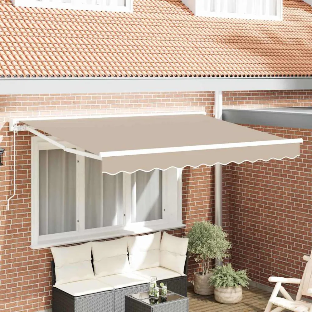 vidaXL Napernyő keret Bézs 350 x 200 cm Poliészter PU bevonattal