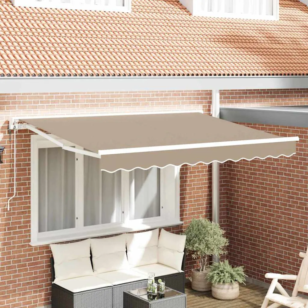 vidaXL Napernyő keret Bézs 350 x 200 cm Poliészter PU bevonattal