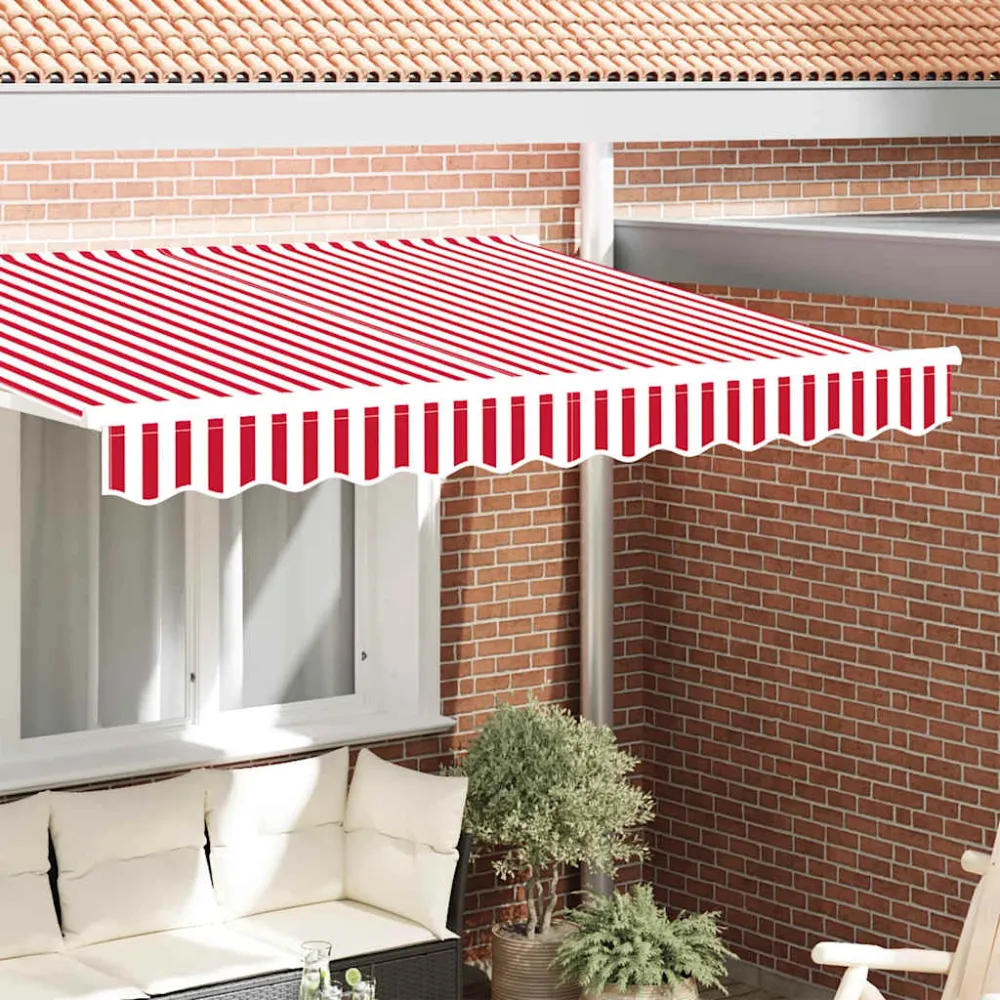 vidaXL Pavilon Díszítő Szegély Piros és Fehér 230 x 20 cm Vászon